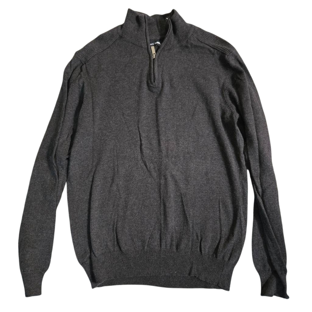 John Henry Men's Gray Quarter-zip Cotton Pullover Sweater